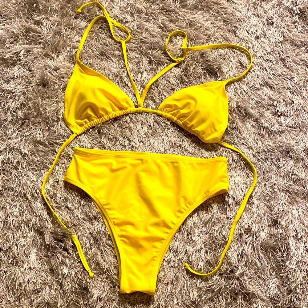 Bikini Set Bright Yellow String Size Large - image 2